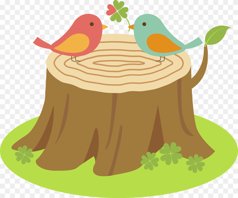 Birds On A Tree Stump Clipart, Plant, Tree Stump, Animal, Bird Free Transparent Png