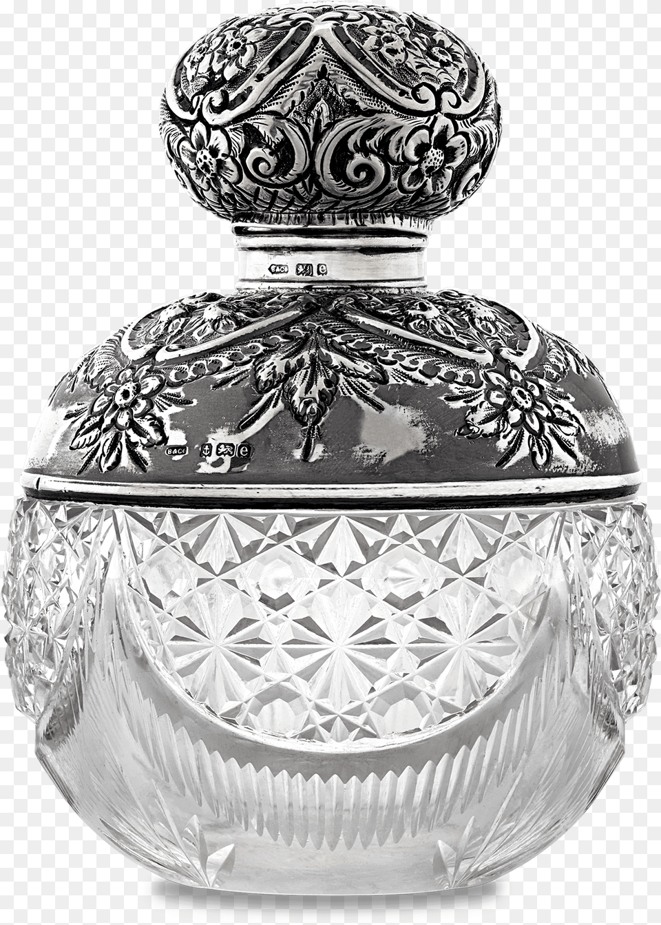 Birmingham Silver And Cut Glass Perfume Bottle Perfume, Art, Jar, Porcelain, Pottery Png Image