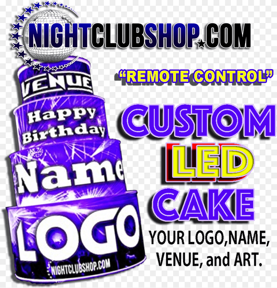 Birth Day Birthday Cake Glow Cake Neon Cake Light Electric Blue, Purple, Advertisement, Can, Tin Free Png