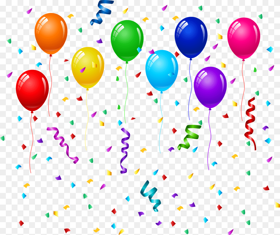 Birthday Balloons, Balloon, Paper, Confetti Free Png