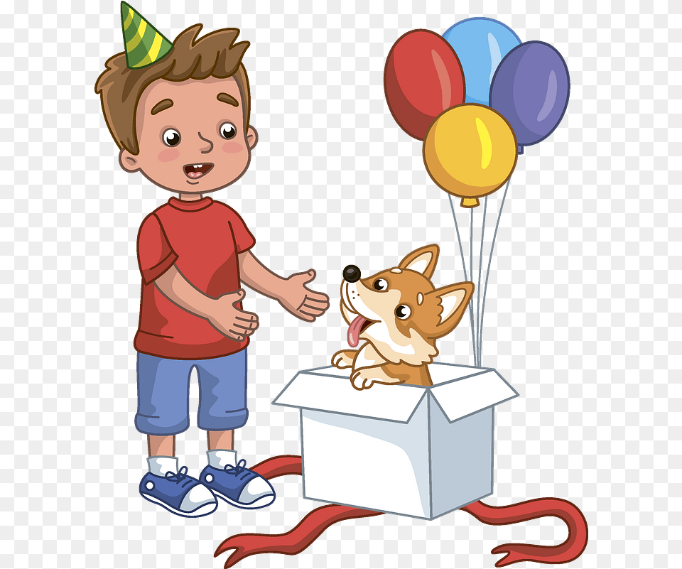 Birthday Boy And His New Dog Clipart Download His Clipart, Balloon, Baby, Person, Face Free Transparent Png