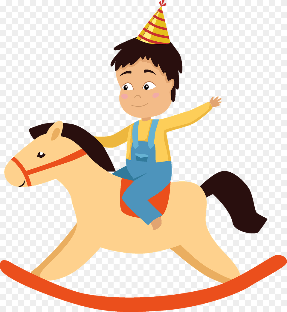 Birthday Boy On A Rocking Horse Clipart, Clothing, Hat, Baby, Face Free Png Download