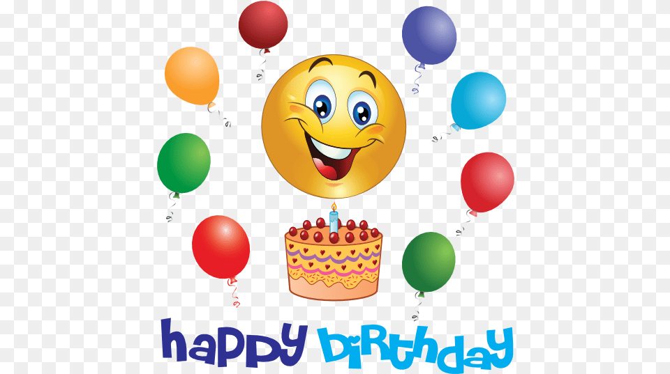 Birthday Boy Smiley Happy Emoji Smiley Happy Birthday Emoji, Balloon, People, Person, Birthday Cake Free Transparent Png