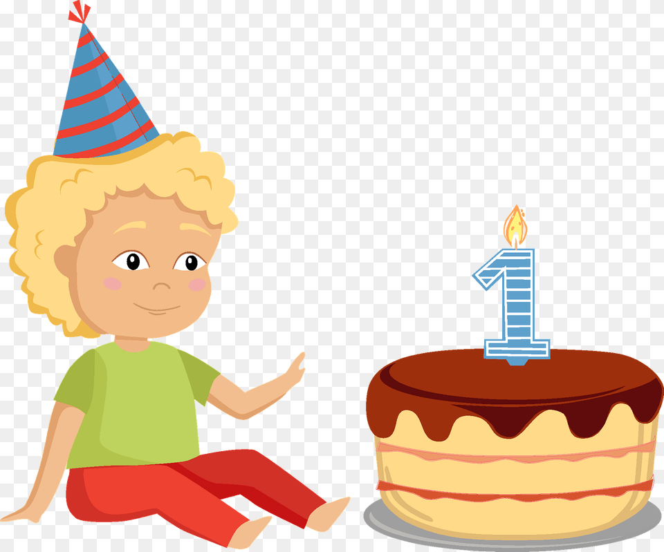 Birthday Boy With A Cake Clipart, Clothing, Hat, Person, Birthday Cake Png Image