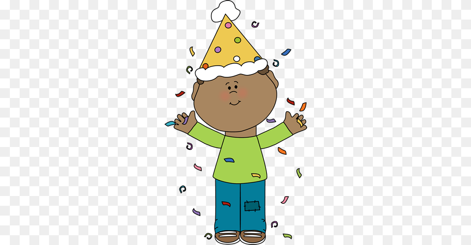 Birthday Boy With Confetti Clip Art, Clothing, Hat, Baby, Person Png