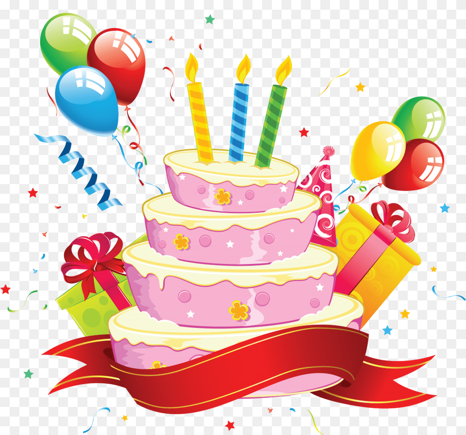 Birthday Cake Cakes Hd And Balloons Happy Impressive Pastel De Cumple, Birthday Cake, Cream, Dessert, Food Free Png