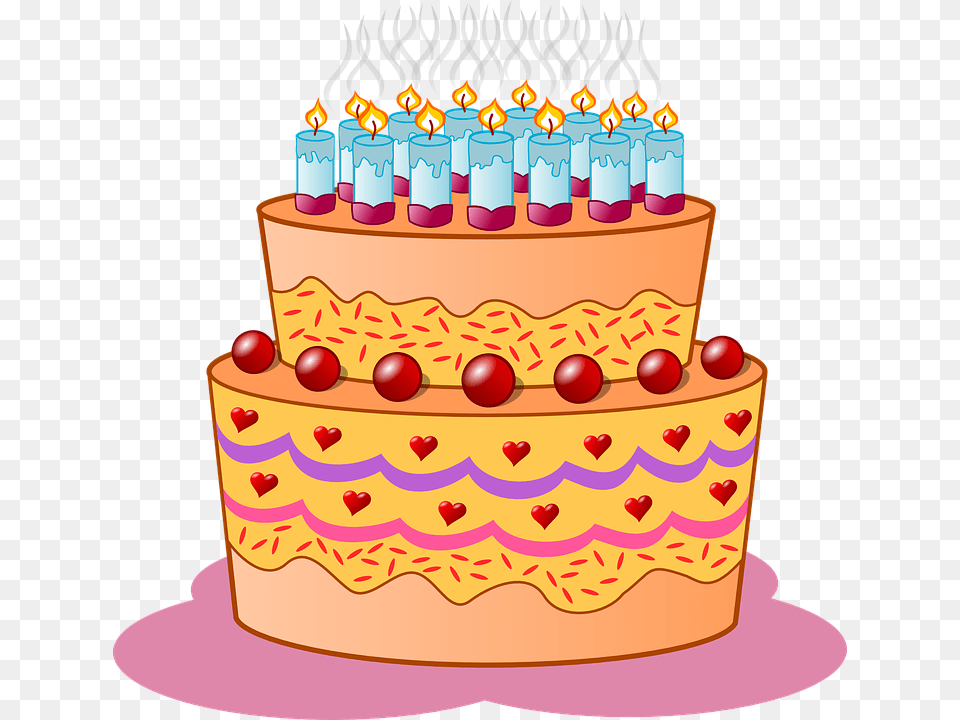 Birthday Cake Candles Icing Cream Flame Event Cake Clipart, Birthday Cake, Dessert, Food, People Free Png