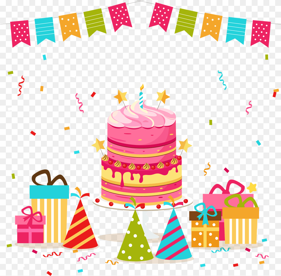 Birthday Cake Clip Art Transparent Background Birthday Cake Clip Art, Birthday Cake, People, Hat, Food Png Image