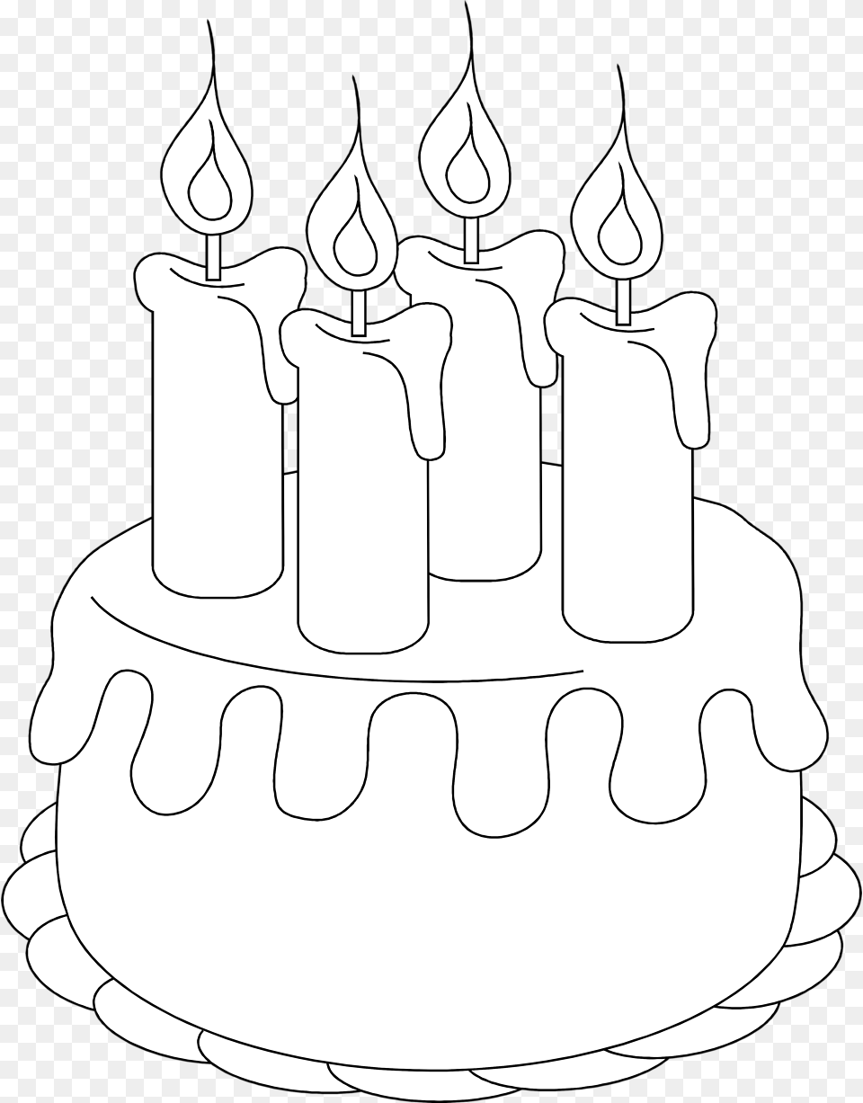 Birthday Cake Clipart Black And White Transparent Birthday Cake White, Birthday Cake, Cream, Dessert, Food Free Png