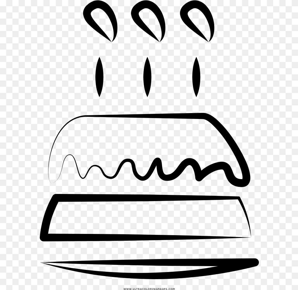 Birthday Cake Coloring Page, Gray Free Png