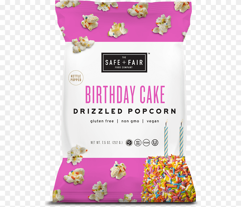 Birthday Cake Drizzled Popcorn Petal, Food, Birthday Cake, Cream, Dessert Free Png Download