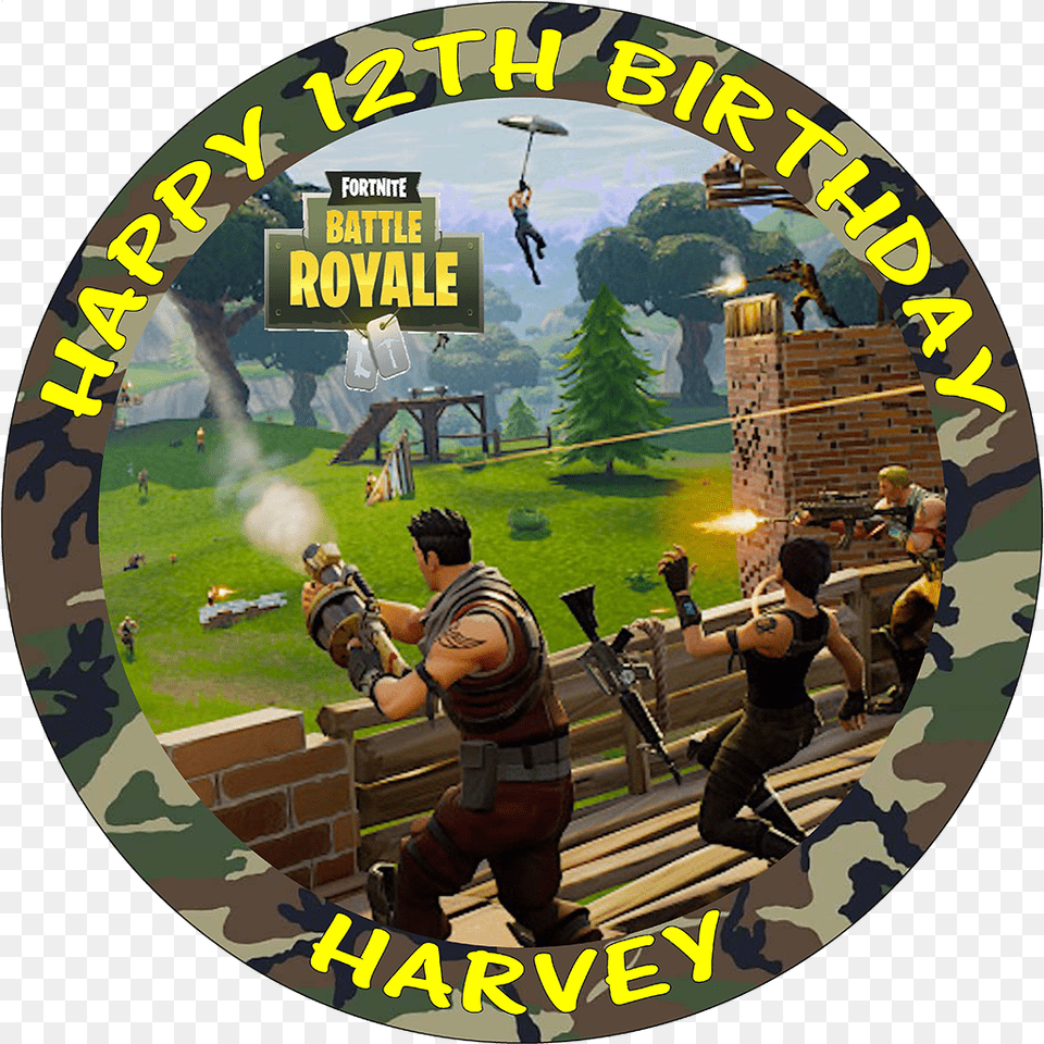 Birthday Cake Edible Topper 50 V 50 Fortnite, Adult, Male, Man, People Png