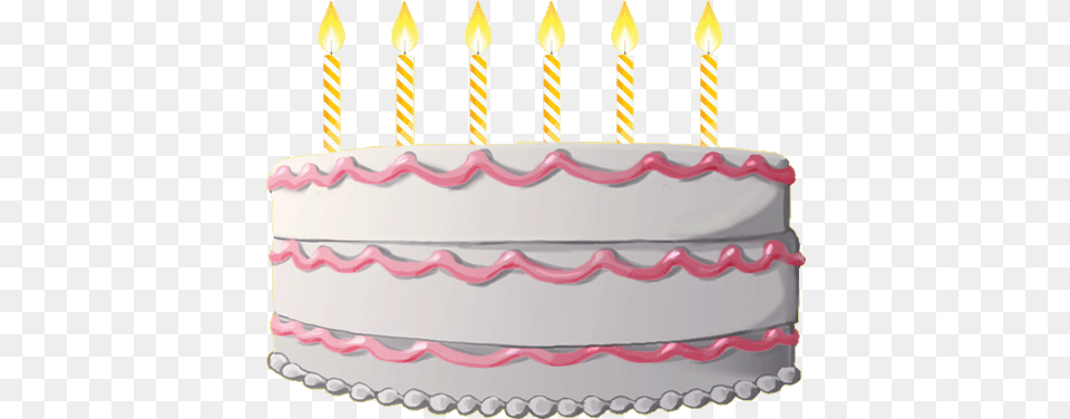 Birthday Cake Gif Birthday Cake With 6 Candles, Birthday Cake, Cream, Dessert, Food Free Transparent Png