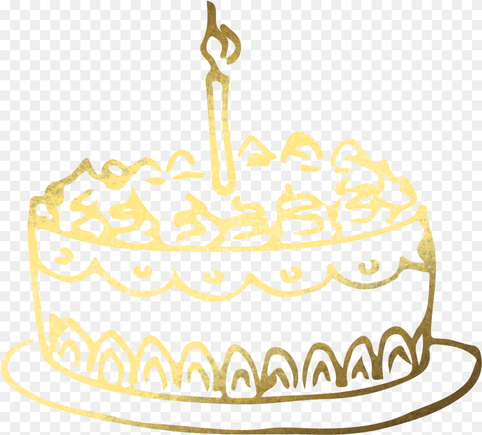 Birthday Cake Gold Birthday Cake, Dessert, Birthday Cake, Cream, Food Png Image