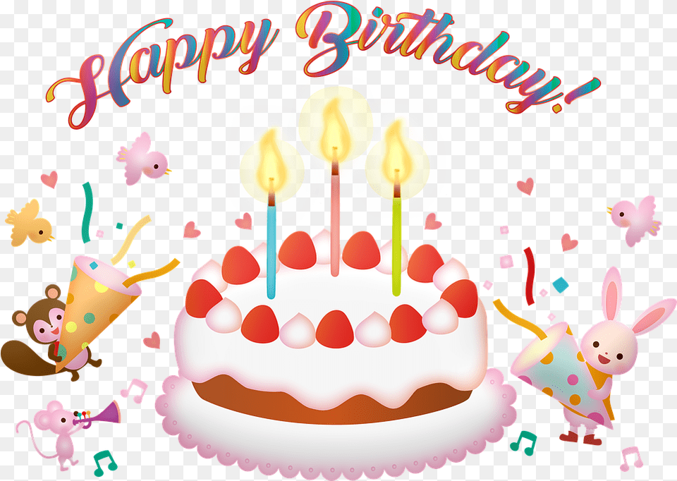 Birthday Cake Happy Happy Birthday, Birthday Cake, Cream, Dessert, Food Png