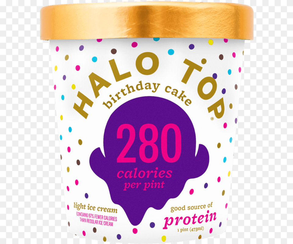 Birthday Cake Ice Cream Halo Top, Dessert, Food, Ice Cream, Yogurt Free Transparent Png