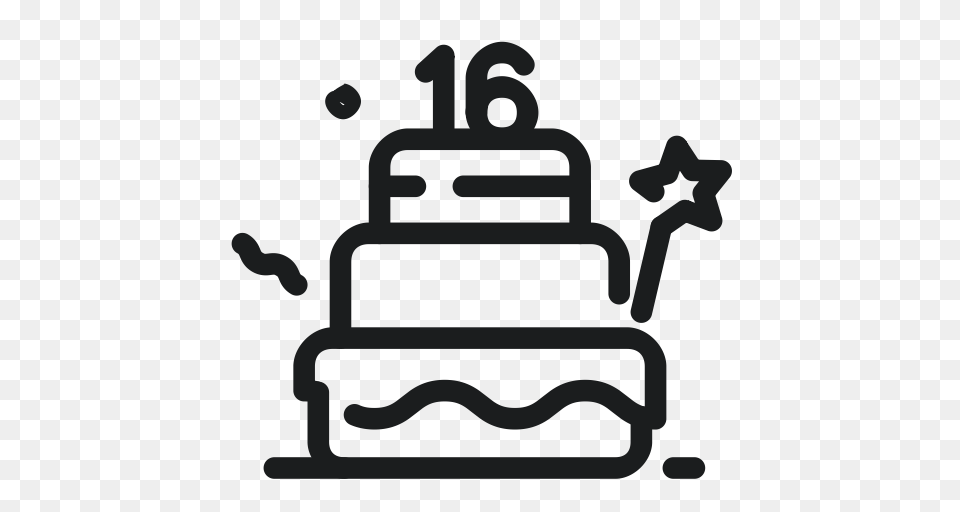 Birthday Cake Sixteen Sweet Icon, Transportation, Vehicle, Yacht, Stencil Png