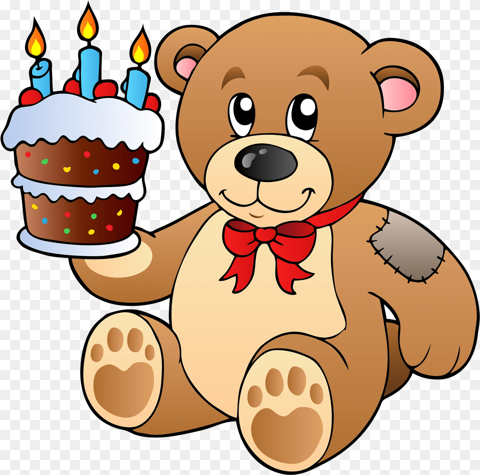 Birthday Cake Teddy Bear Clip Art Teddy Bear With Gift Clipart, Toy, Teddy Bear, Person, Head Png Image