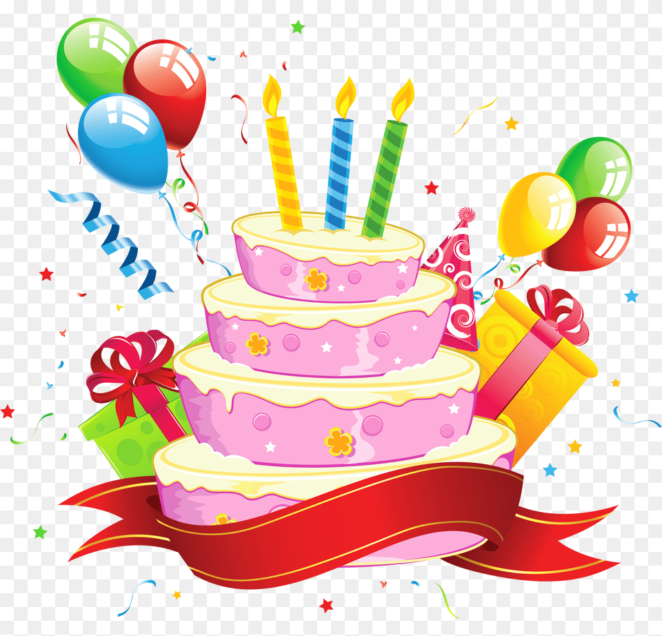 Birthday Cake Transparent Clipart Cartoon Transparent Background Birthday Cake, Birthday Cake, Cream, Dessert, Food Free Png Download