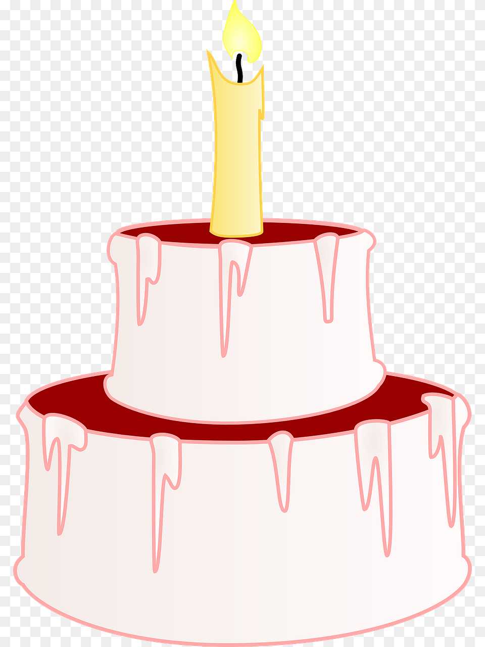 Birthday Cake Two Story With Candle Birthday Cake Clip Art, Birthday Cake, Cream, Dessert, Food Free Png