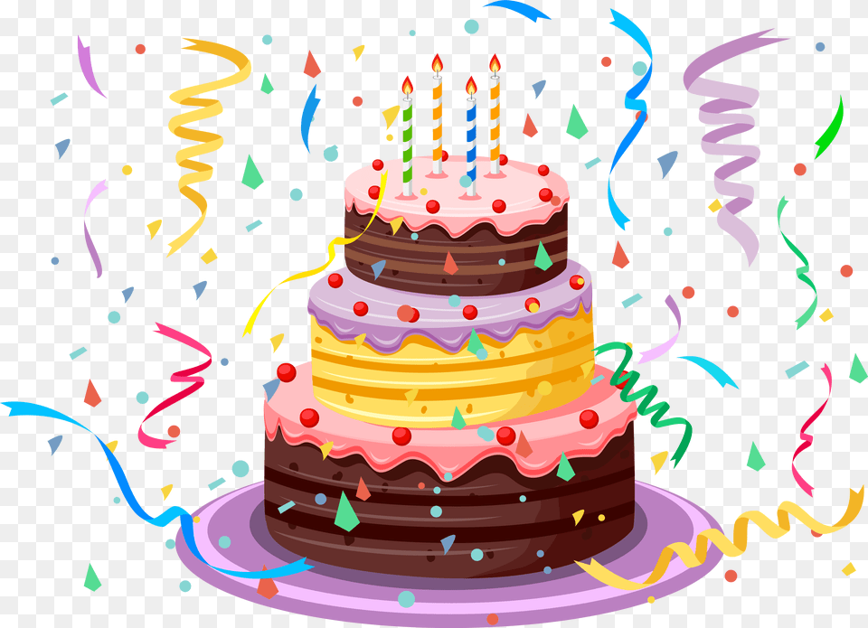 Birthday Cake With Confetti Clipart Picture Happy Birthday Cake, Birthday Cake, Cream, Dessert, Food Free Transparent Png