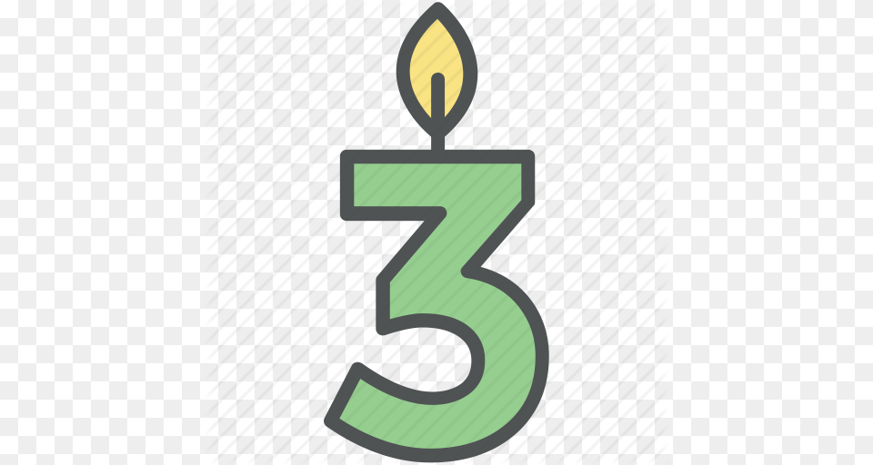 Birthday Candle Birthday Decorations Burning Candle Third, Number, Symbol, Text Free Png Download