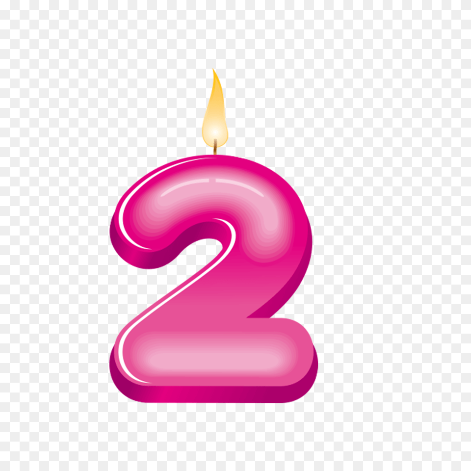 Birthday Candle Number 2 Free Birthday, Symbol, Text Png