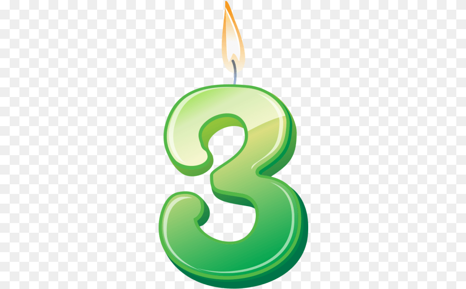 Birthday Candle Number 3 Number Birthday Candles, Symbol, Text Png Image