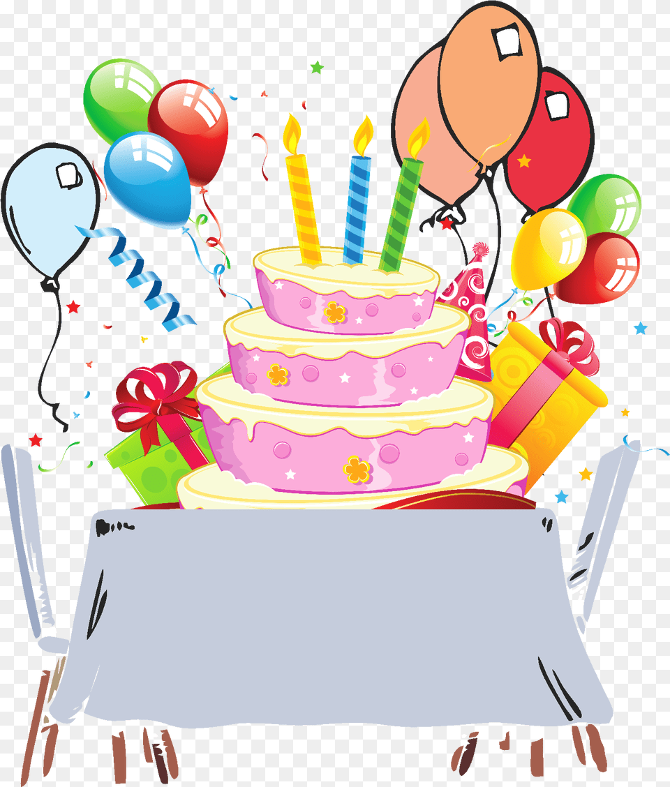 Birthday Card Cake On Table Cartoon Transparent Background Birthday Cake, Person, People, Food, Dessert Png