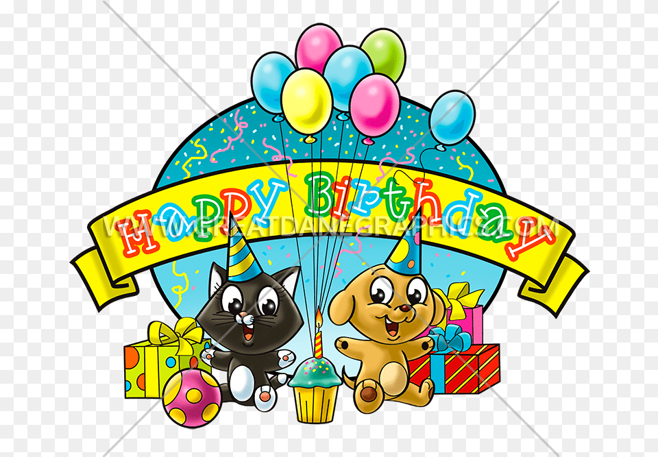 Birthday Cat Amp Dog Dog And Cat Celebrating Birthday Party Clipart, Balloon, Circus, Leisure Activities, People Free Png Download