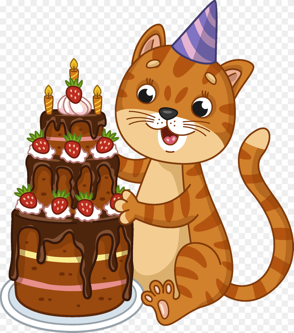 Birthday Cat Clipart, Birthday Cake, Cake, Cream, Dessert Free Png Download