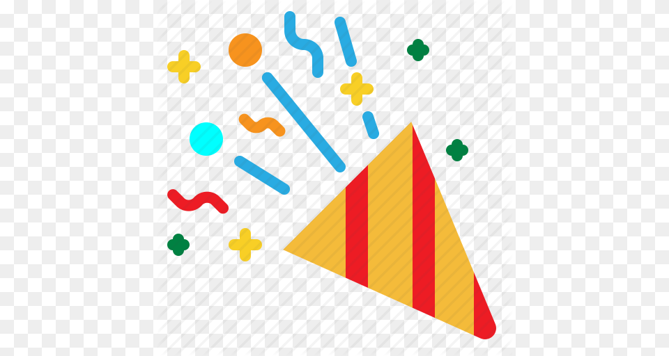 Birthday Celebration Cone Confetti Party Icon, Triangle, Clothing, Hat, Blackboard Free Png