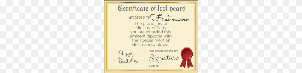 Birthday Certificate Free Template Greetingsdiscount 20 Years Birthday Certificate, Text, White Board Png Image