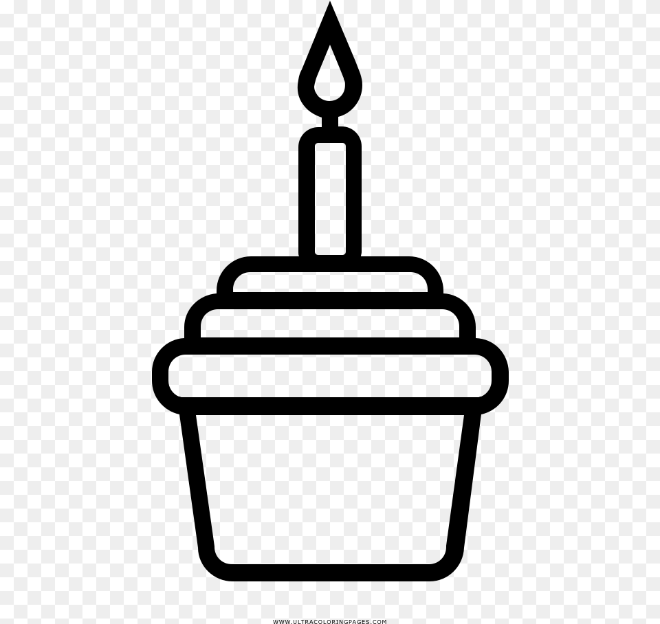 Birthday Cupcake Coloring, Gray Png Image