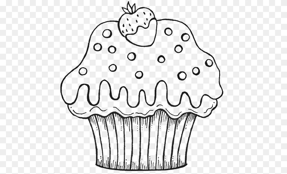 Birthday Cupcake Drawing Desenhos Cup Cake Colouring Pages, Accessories, Cream, Dessert, Food Png Image