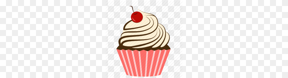 Birthday Cupcake Outline Clipart, Cake, Cream, Dessert, Food Png Image