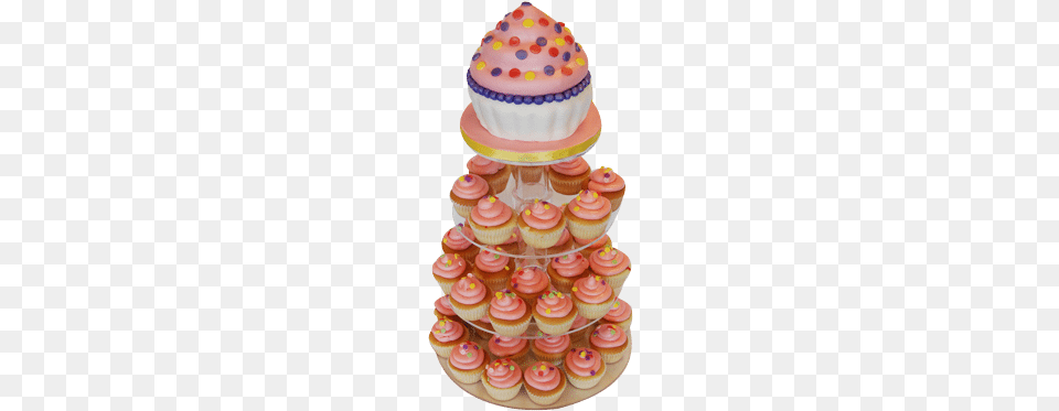 Birthday Cupcake Tower Cupcake, Birthday Cake, Cake, Cream, Dessert Png Image