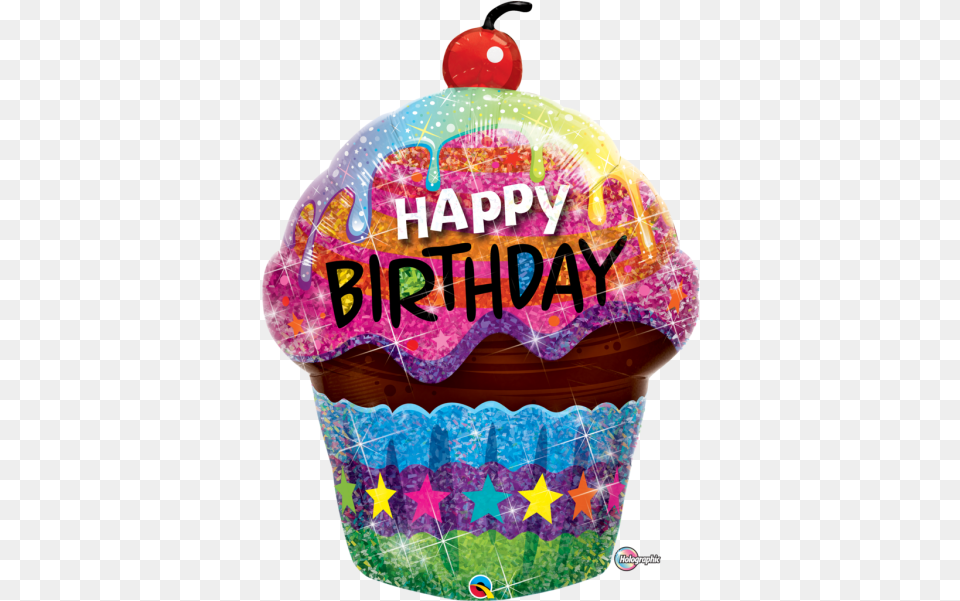 Birthday Cupcake With Balloons, Cake, Cream, Dessert, Food Png