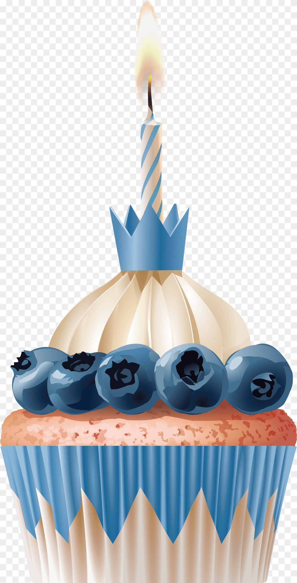 Birthday Cupcake With Lots Of Candles, Berry, Plant, Fruit, Food Png