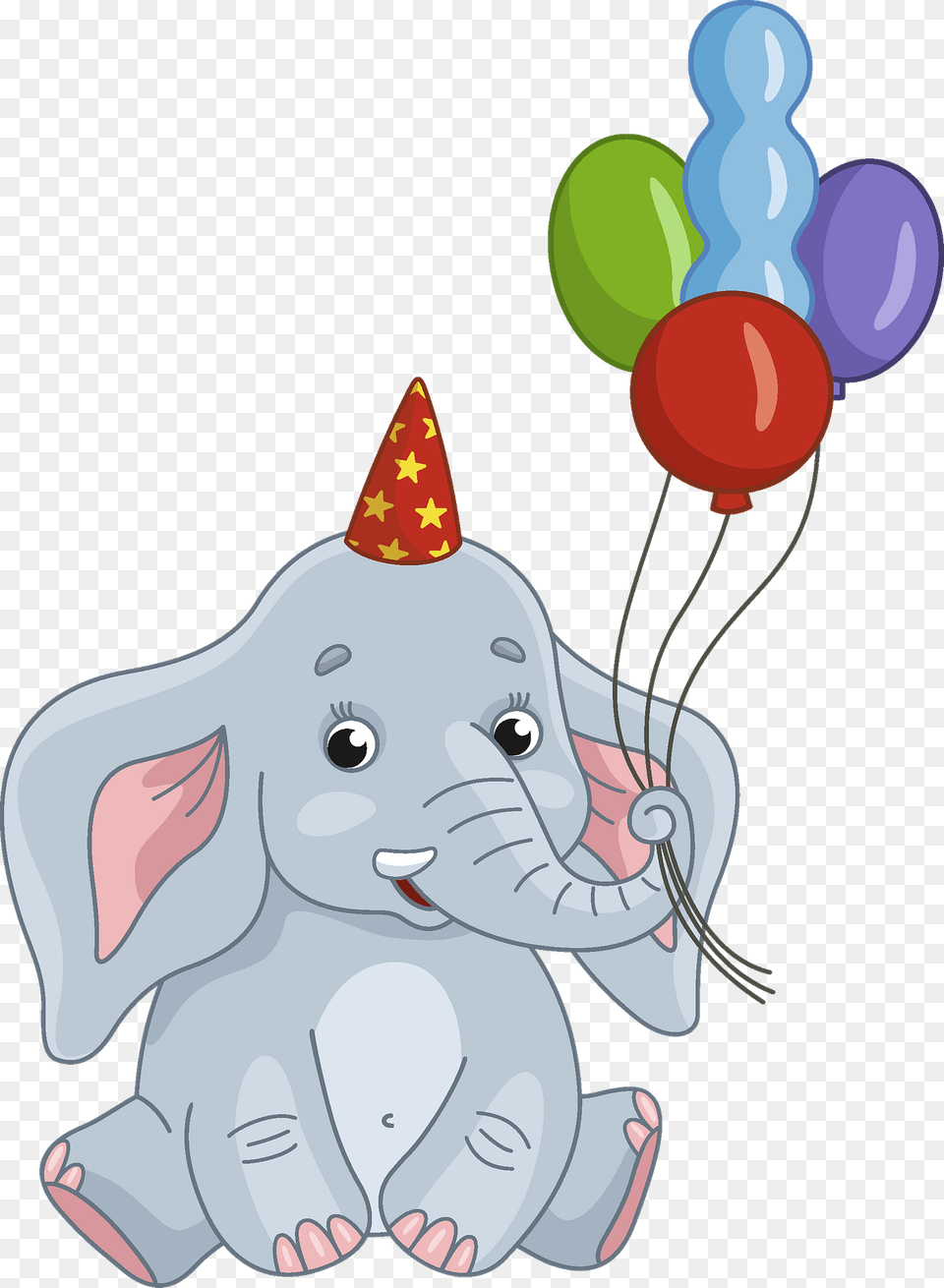 Birthday Elephant Clipart, Balloon, Clothing, Hat, Baby Free Png Download