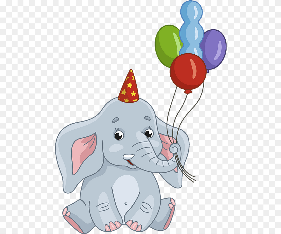 Birthday Elephant Clipart Happy Birthday Elephant Clipart, Balloon, Clothing, Hat, Baby Free Png