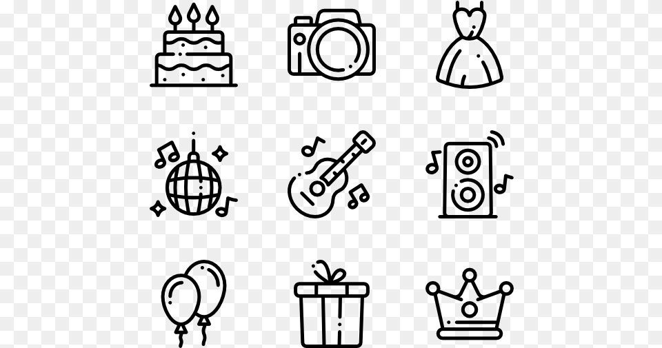 Birthday Food Icons, Gray Free Transparent Png