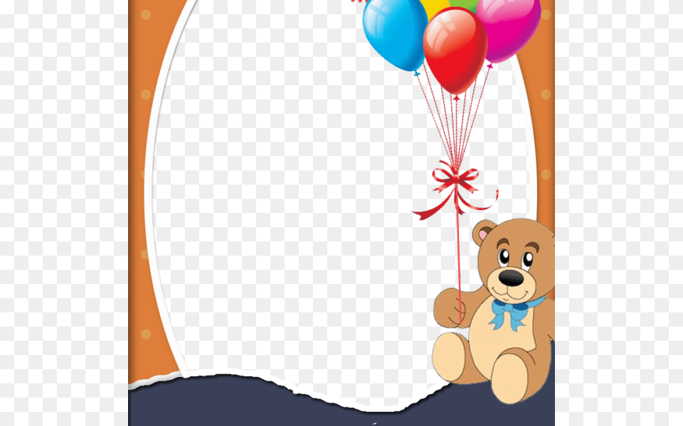 Birthday Frame Teddy Bear Frame, Balloon, Animal, Mammal, Wildlife Png