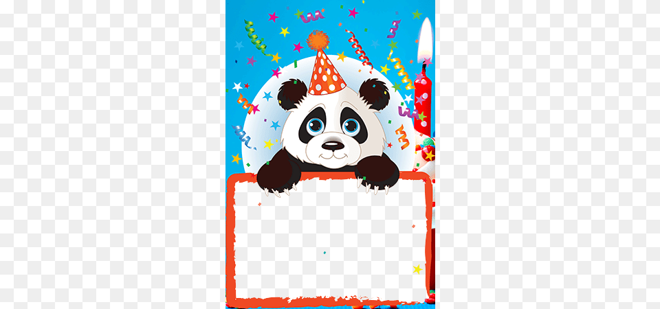 Birthday Frame With Cute Panda Oso Panda Feliz, Clothing, Hat, People, Person Png
