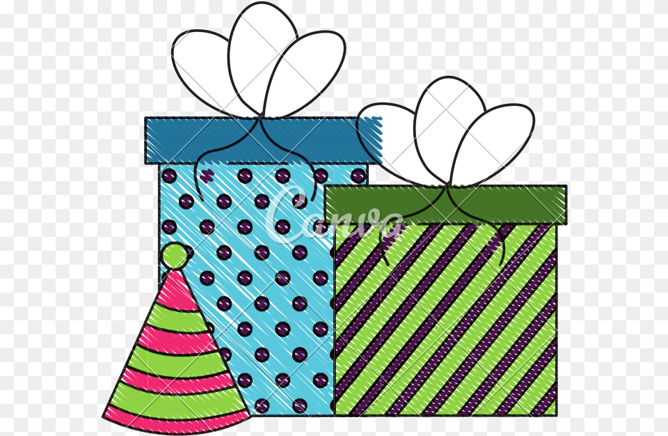 Birthday Gift Boxes And Party Hat Drawing Birthday, Clothing Png