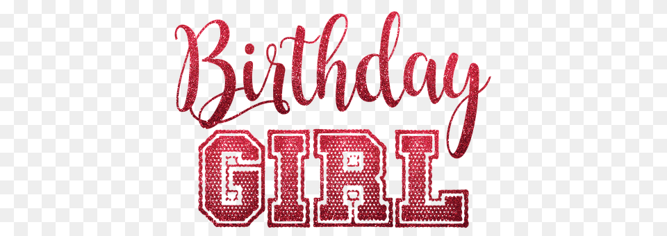 Birthday Girl Text, Glitter Free Png