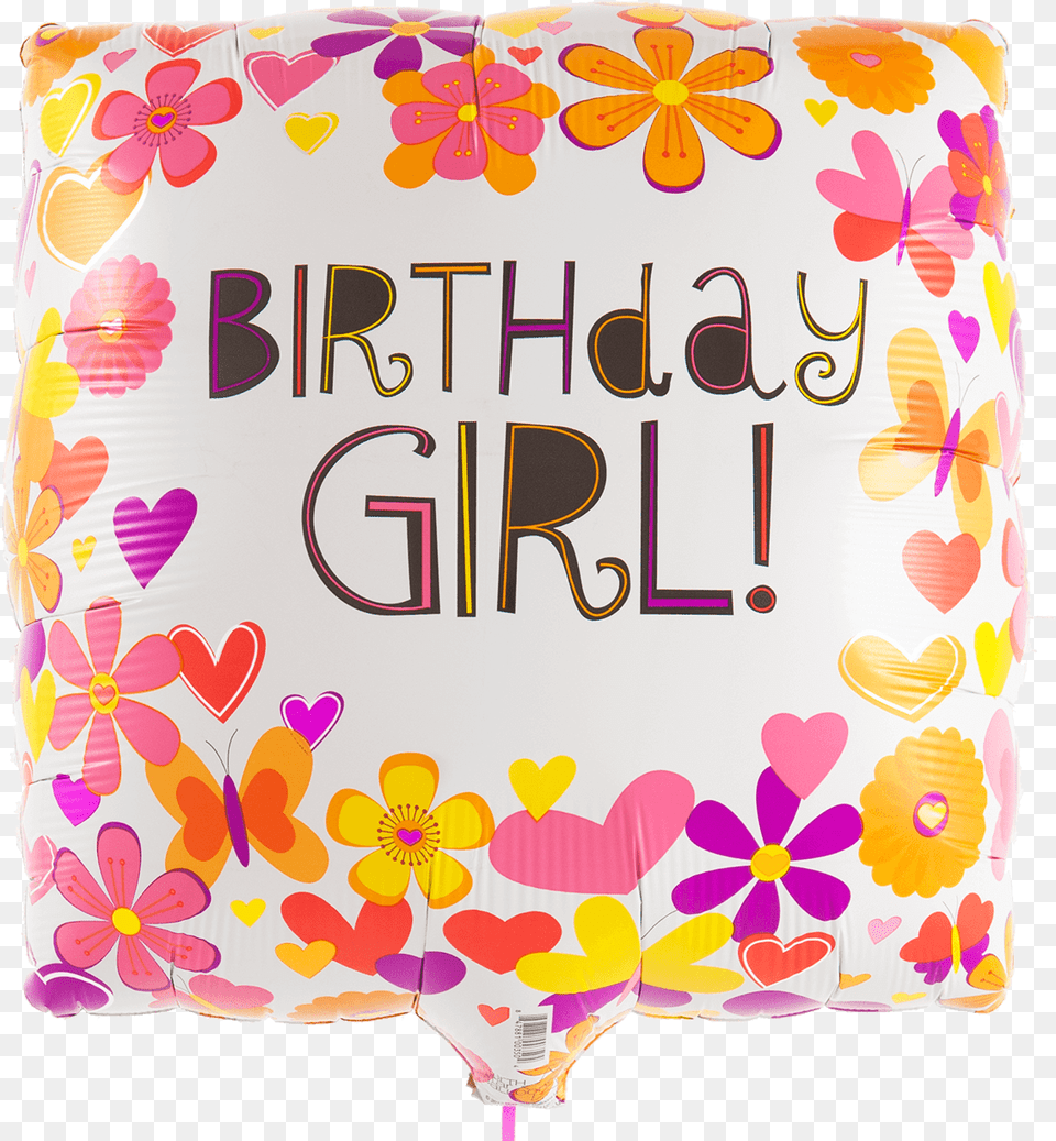 Birthday Girl Flowers Helium Filled Balloon Balloon, Cushion, Home Decor, Birthday Cake, Cake Free Png