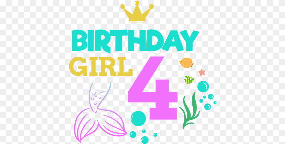 Birthday Girl Four 4th Boy Kids Greeting Card Illustration, Number, Symbol, Text Png