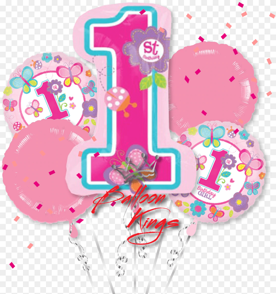 Birthday Girl Picture First Birthday Balloons, Number, Symbol, Text, People Free Png