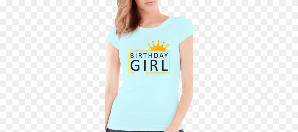 Birthday Girl Round Neck Half Sleeve Girl39s Sky Blue T Shirt For Girls, Clothing, T-shirt Png Image